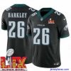 Exclusive Philadelphia Eagles Saquon Barkley #26 Black 2024 2025 Super Bowl LIX F.U.S.E Stitched NFL Jersey