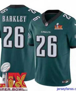 Impressive Philadelphia Eagles Saquon Barkley #26 Green 2024 2025 Super Bowl LIX F.U.S.E Stitched NFL Jersey