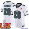 Exclusive Philadelphia Eagles Saquon Barkley #26 White 2024 2025 Super Bowl LIX F.U.S.E Stitched NFL Jersey