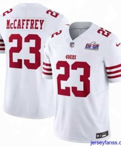 Premium San Francisco 49ers 23 Christian McCaffrey White 2023 F.U.S.E  Vapor Untouchable Limited Stitched Football 2024 Super Bowl LVIII Jersey