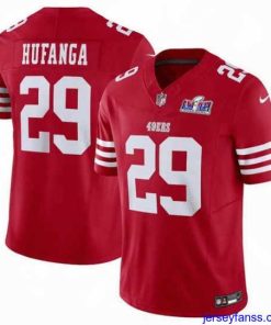 Premium San Francisco 49ers 29 Talanoa Hufanga Red 2023 F.U.S.E  With John Madden Patch Vapor Limited Stitched Football 2024 Super Bowl LVIII Jersey