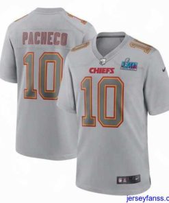 Gorgeous Toddler Kansas City Chiefs 10 Isiah Pacheco Grey Super Bowl LVII Patch Atmosphere Fashion Stitched Game Jersey