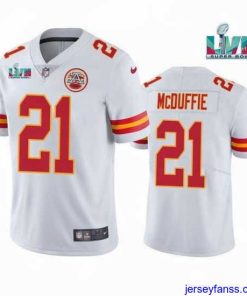 Outstanding Toddler Kansas City Chiefs 21 Trent McDuffie White Super Bowl LVII Patch Vapor Untouchable Limited Stitched Jersey