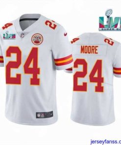 Amazing Toddler Kansas City Chiefs 24 Skyy Moore White Super Bowl LVII Patch Vapor Untouchable Limited Stitched Jersey