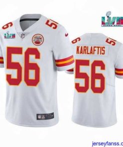 Impressive Toddler Kansas City Chiefs 56 George Karlaftis White Super Bowl LVII Patch Vapor Untouchable Limited Stitched Jersey