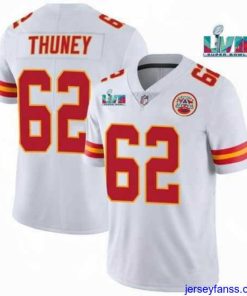 Exclusive Toddler Kansas City Chiefs 62 Joe Thuney White Super Bowl LVII Patch Vapor Untouchable Limited Stitched Jersey