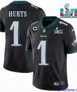 Outstanding Toddler Philadelphia Eagles 1 Jalen Hurts Black Super Bowl LVII Patch And 2 Star C Patch Vapor Untouchable Limited Stitched Jersey
