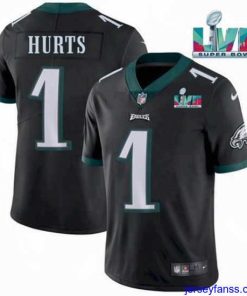 Impressive Toddler Philadelphia Eagles 1 Jalen Hurts Black Super Bowl LVII Patch Vapor Untouchable Limited Stitched Jersey