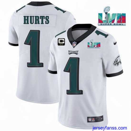 Exclusive Toddler Philadelphia Eagles 1 Jalen Hurts White Super Bowl LVII Patch And 2 Star C Patch Vapor Untouchable Limited Stitched Jersey