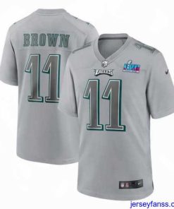 Fantastic Toddler Philadelphia Eagles 11 A J  Brown Grey Super Bowl LVII Patch Atmosphere Fashion Stitched Game Jersey