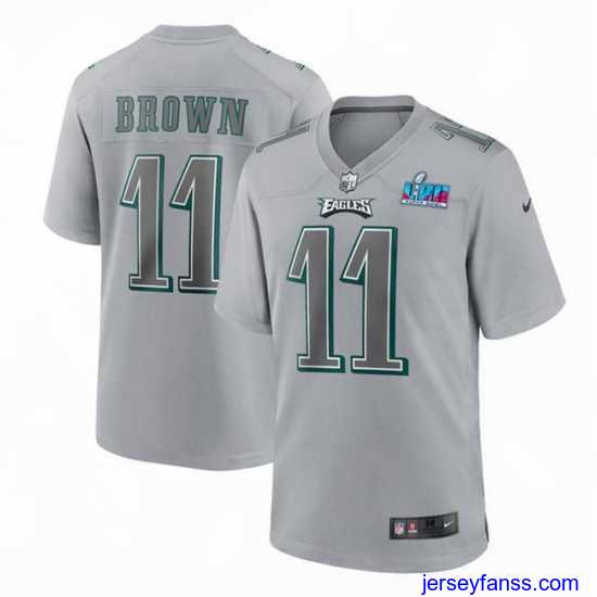 Fantastic Toddler Philadelphia Eagles 11 A J Brown Grey Super Bowl LVII Patch Atmosphere Fashion Stitched Game Jersey