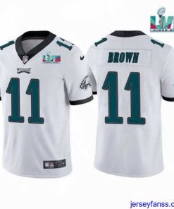 Exclusive Toddler Philadelphia Eagles 11 A J  Brown White Super Bowl LVII Patch Vapor Untouchable Limited Stitched Jersey