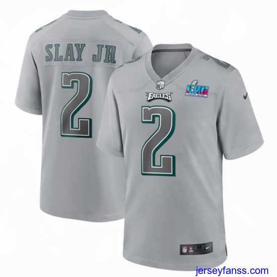 Exclusive Toddler Philadelphia Eagles 2 Darius Slay Jr Grey Super Bowl LVII Patch Atmosphere Fashion Stitched Game Jersey