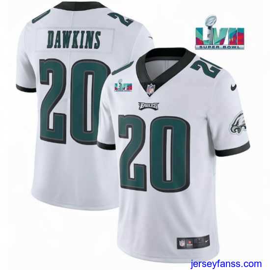Premium Toddler Philadelphia Eagles 20 Brian Dawkins White Super Bowl LVII Patch Vapor Untouchable Limited Stitched Jersey