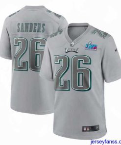 Impressive Toddler Philadelphia Eagles 26 Miles Sanders Grey Super Bowl LVII Patch Atmosphere Fashion Stitched Game Jersey