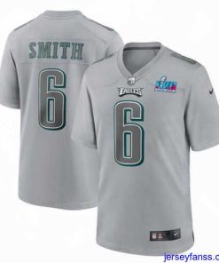 Gorgeous Toddler Philadelphia Eagles 6 DeVonta Smith Grey Super Bowl LVII Patch Atmosphere Fashion Stitched Game Jersey