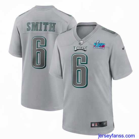 Gorgeous Toddler Philadelphia Eagles 6 DeVonta Smith Grey Super Bowl LVII Patch Atmosphere Fashion Stitched Game Jersey