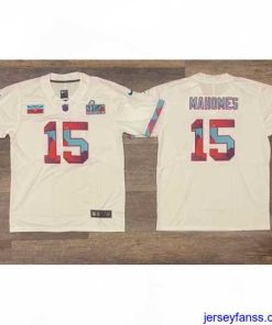 Premium Men's Kansas City Chiefs #15 Patrick Mahomes White Super Bowl LVII Patch Vapor Untouchable Limited Stitched Jersey