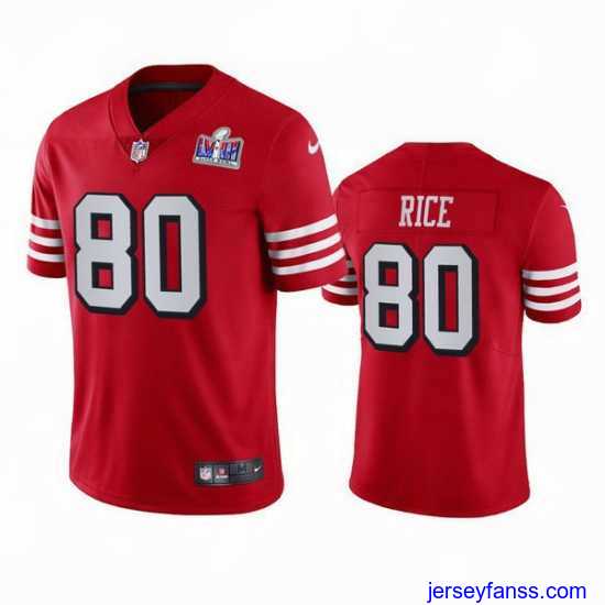 Outstanding Nike 49ers 80 Jerry Rice Red Rush Stitched NFL Vapor Untouchable Limited 2024 Super Bowl LVIII Jersey