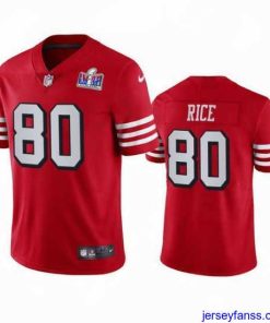 Stylish Nike 49ers 80 Jerry Rice Red Rush Stitched NFL Vapor Untouchable Limited 2024 Super Bowl LVIII Jersey