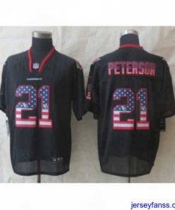 Outstanding Nike Arizona Cardicals 21 Peterson Black Elite USA Flag Fashion NFL Jersey