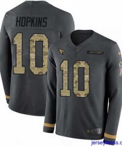 Fantastic Nike Cardinals 10 DeAndre Hopkins Anthracite Salute to Service Stitched NFL Limited Therma Long Sleeve Jersey