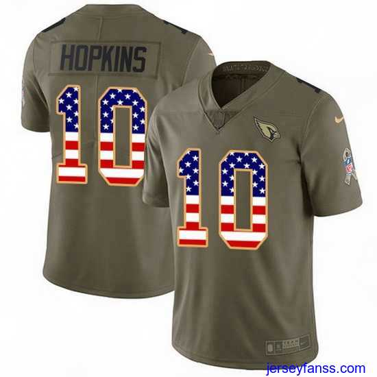 Outstanding Nike Cardinals 10 DeAndre Hopkins Olive USA Flag Stitched NFL Limited 2017 Salute To Service Jersey