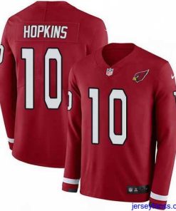 Premium Nike Cardinals 10 DeAndre Hopkins Red Team Color Stitched NFL Limited Therma Long Sleeve Jersey