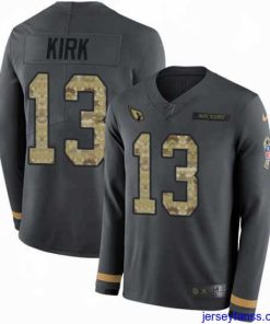 Outstanding Nike Cardinals 13 Christian Kirk Anthracite Salute to Service s Stitched NFL Limited Therma Long Sleeve Jersey