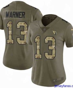 Stylish Nike Cardinals #13 Kurt Warner Olive Camo Womens Stitched NFL Limited 2017 Salute to Service Jersey