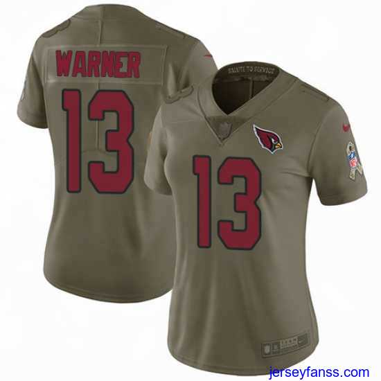 Impressive Nike Cardinals #13 Kurt Warner Olive Womens Stitched NFL Limited 2017 Salute to Service Jersey