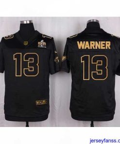 Outstanding Nike Cardinals #13 Kurt Warner Pro Line Black Gold Collection Mens Stitched NFL Elite Jersey