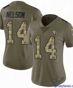 Exclusive Nike Cardinals #14 J J Nelson Olive Camo Womens Stitched NFL Limited 2017 Salute to Service Jersey