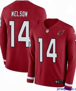 Amazing Nike Cardinals #14 J J  Nelson Red Team Color Stitched NFL Limited Therma Long Sleeve Jersey