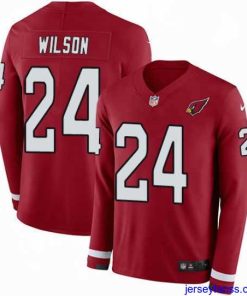 Premium Nike Cardinals #24 Adrian Wilson Red Team Color Stitched NFL Limited Therma Long Sleeve Jersey