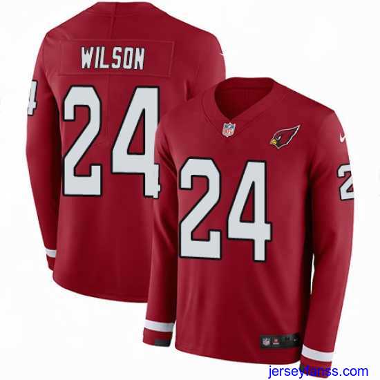 Premium Nike Cardinals #24 Adrian Wilson Red Team Color Stitched NFL Limited Therma Long Sleeve Jersey