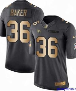 Exclusive Nike Cardinals #36 Budda Baker Black Mens Stitched NFL Limited Gold Salute To Service Jersey