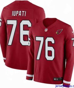 Premium Nike Cardinals #76 Mike Iupati Red Team Color Stitched NFL Limited Therma Long Sleeve Jersey