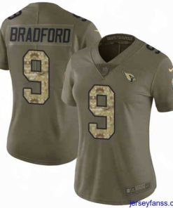 Stylish Nike Cardinals #9 Sam Bradford Olive Camo Womens Stitched NFL Limited 2017 Salute to Service Jersey