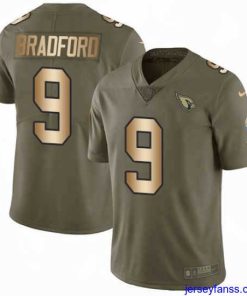 Amazing Nike Cardinals #9 Sam Bradford Olive Gold Stitched NFL Limited 2017 Salute to Service Jersey