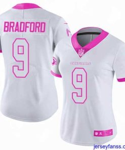 Stylish Nike Cardinals #9 Sam Bradford White Pink Womens Stitched NFL Limited Rush Fashion Jersey