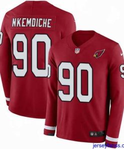 Premium Nike Cardinals #90 Robert Nkemdiche Red Team Color Stitched NFL Limited Therma Long Sleeve Jersey