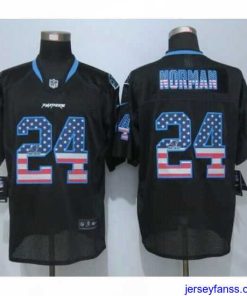 Impressive Nike Carolina Panthers #24 Josh Norman USA Flag Fashion Black Elite Jerseys