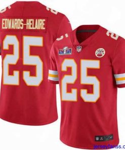 Premium Nike Chiefs 25 Clyde Edwards Helaire Red Team Color Bound Stitched NFL Vapor Untouchable Limited 2024 Super Bowl LVIII Jersey