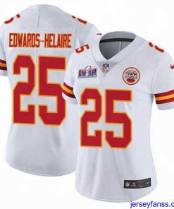 Gorgeous Nike Chiefs 25 Clyde Edwards Helaire White Bound Stitched NFL Vapor Untouchable Limited 2024 Super Bowl LVIII Jersey