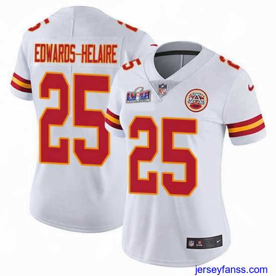 Gorgeous Nike Chiefs 25 Clyde Edwards Helaire White Bound Stitched NFL Vapor Untouchable Limited 2024 Super Bowl LVIII Jersey