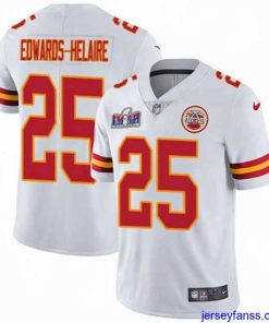 Fantastic Nike Chiefs 25 Clyde Edwards Helaire White Bound Stitched NFL Vapor Untouchable Limited 2024 Super Bowl LVIII Jersey