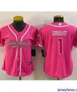 Stylish Arizona Cardinals 1 Kyler Murray Pink With Patch Cool Base Stitched Baseball Jersey