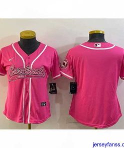 Exclusive Arizona Cardinals Blank Pink With Patch Cool Base Stitched Baseball Jersey