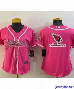 Premium Arizona Cardinals Pink Team Big Logo With Patch Cool Base Stitched Baseball Jersey